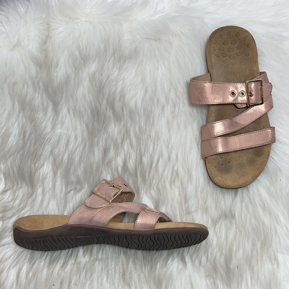 Vionic Skylar Orthotic Metallic Rose Gold Slide